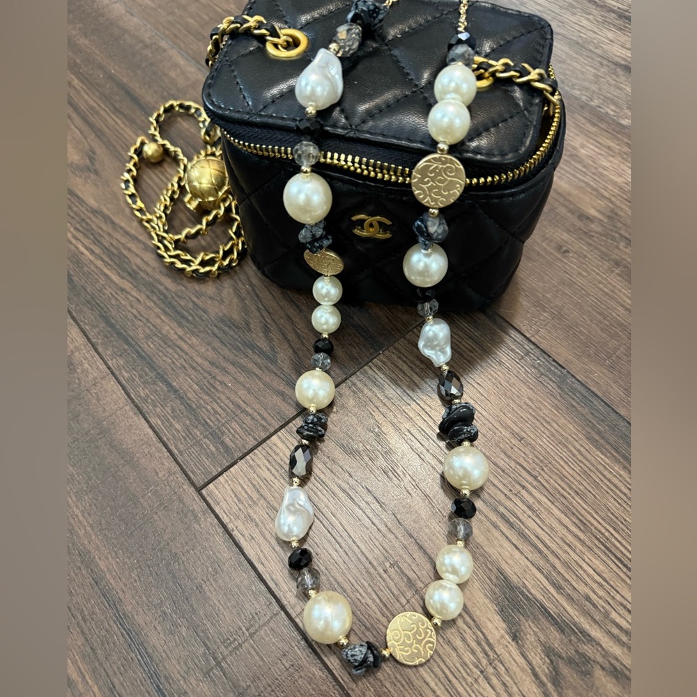 From Paris France  Elegant Pearl and Gold Necklace